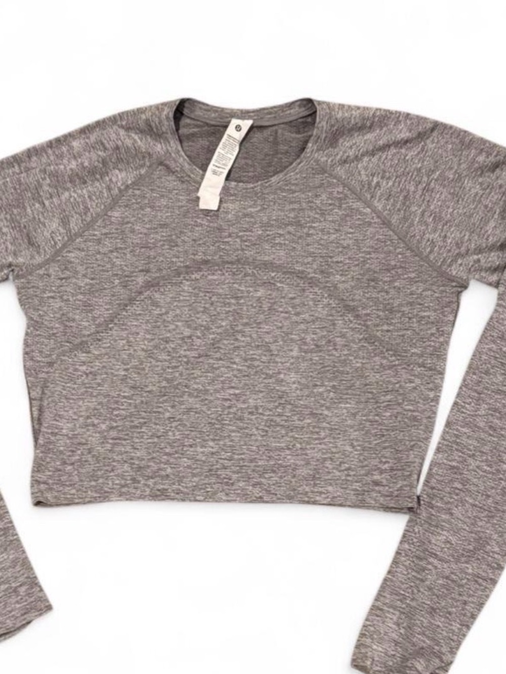 lululemon athletica Women's Heather Gray long sleeved crop Tee